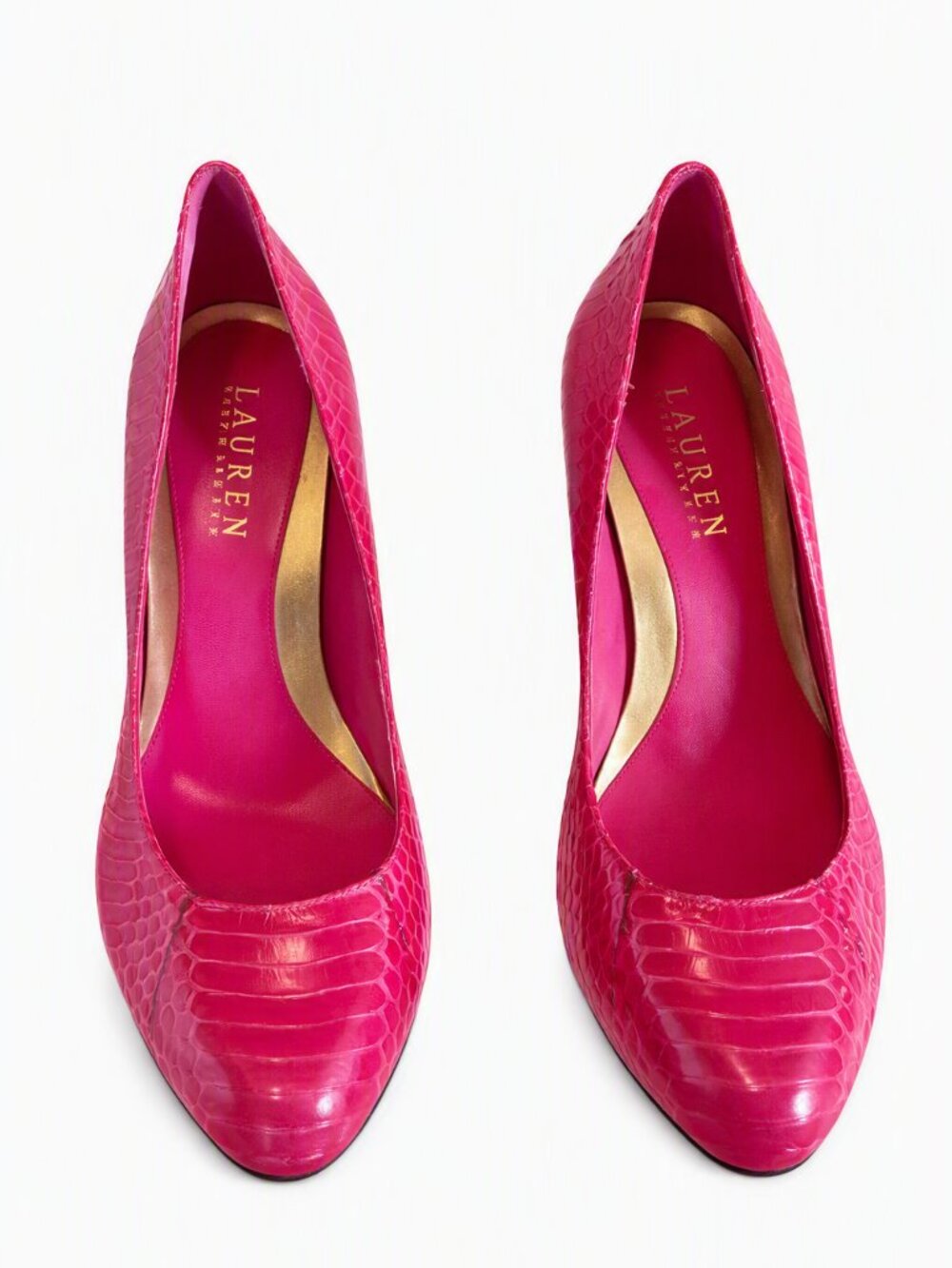 Lauren Ralph Lauren Embossed Leather Heels | Statement Pumps | Luxury Glam SZ 8M